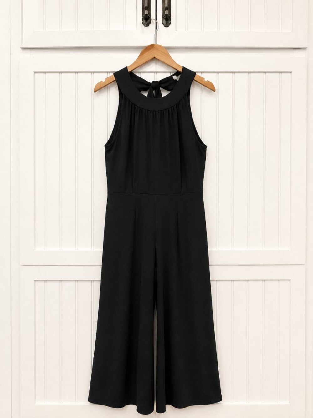 LOFT Outlet Black Sleeveless Wide Leg Halter Tie Neck Jumpsuit Women's Size 8